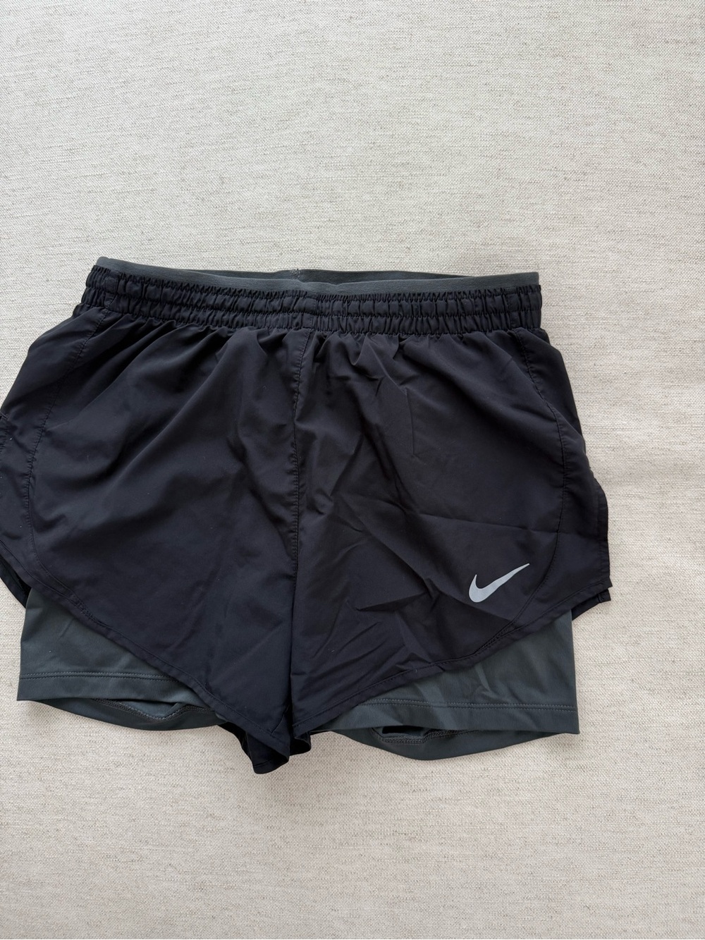 Nike Black Athletic 2-in-1 Running Shorts with Reflective Swoosh